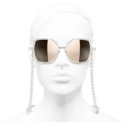 Chanel - Butterfly Sunglasses - Silver Pink Gold - Chanel Eyewear - Avvenice