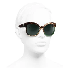 Chanel - Butterfly Sunglasses - Dark Tortoise Green - Chanel Eyewear - Avvenice