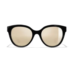 Chanel - Butterfly Sunglasses - Black Gold Mirror - Chanel Eyewear - Avvenice