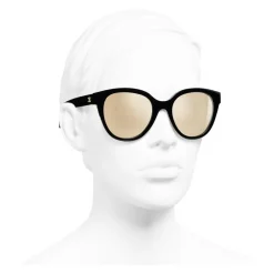 Chanel - Butterfly Sunglasses - Black Gold Mirror - Chanel Eyewear - Avvenice