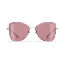 Chanel - Butterfly Sunglasses - Silver Burgundy - Chanel Eyewear - Avvenice