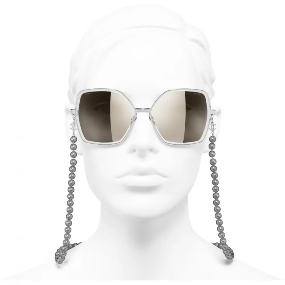 Chanel - Butterfly Sunglasses - Silver Gold - Chanel Eyewear - Avvenice