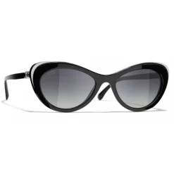 Chanel - Cat Eye Sunglasses - Black Silver Gray - Chanel Eyewear - Avvenice