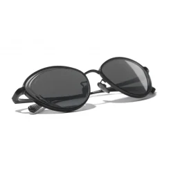 Chanel - Cat Eye Sunglasses - Black Gray - Chanel Eyewear - Avvenice