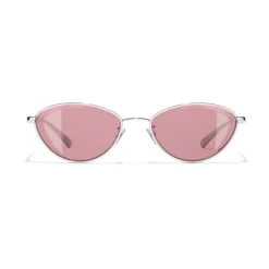 Chanel - Cat Eye Sunglasses - Silver Burgundy - Chanel Eyewear - Avvenice