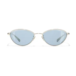 Chanel - Cat Eye Sunglasses - Gold Light Blue - Chanel Eyewear - Avvenice