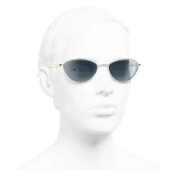 Chanel - Cat Eye Sunglasses - Gold Light Blue - Chanel Eyewear - Avvenice