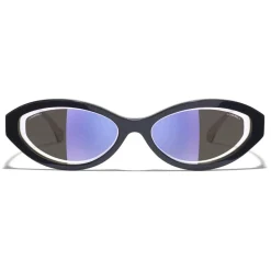 Chanel - Oval Sunglasses - Dark Blue - Chanel Eyewear - Avvenice
