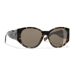 Chanel - Oval Sunglasses - Green Tortoise Brown - Chanel Eyewear - Avvenice