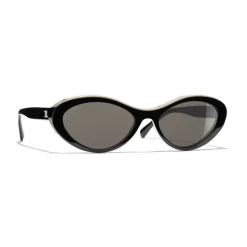 Chanel - Oval Sunglasses - Black Beige Brown - Chanel Eyewear - Avvenice