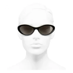 Chanel - Oval Sunglasses - Black Beige Brown - Chanel Eyewear - Avvenice