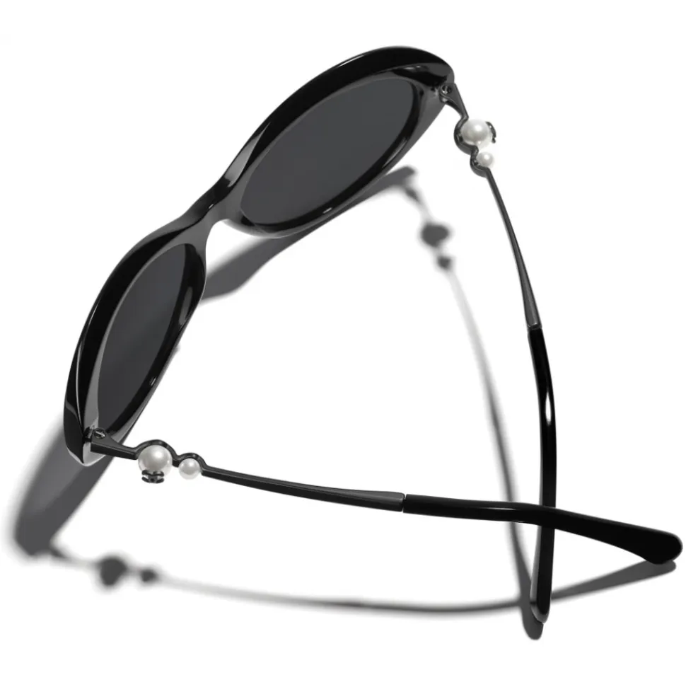Chanel - Oval Sunglasses - Black Gray - Chanel Eyewear - Avvenice