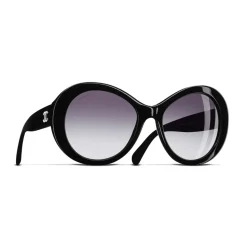 Chanel - Oval Sunglasses - Black Gray - Chanel Eyewear - Avvenice