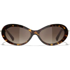 Chanel - Oval Sunglasses - Dark Tortoise Brown - Chanel Eyewear - Avvenice