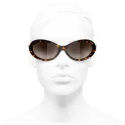 Chanel - Oval Sunglasses - Dark Tortoise Brown - Chanel Eyewear - Avvenice