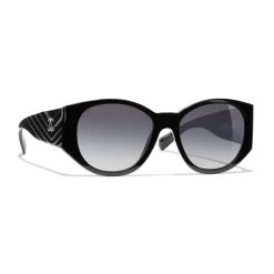 Chanel - Oval Sunglasses - Black Gray - Chanel Eyewear - Avvenice