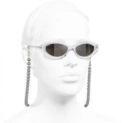Chanel - Oval Sunglasses - Transparent Gray - Chanel Eyewear - Avvenice