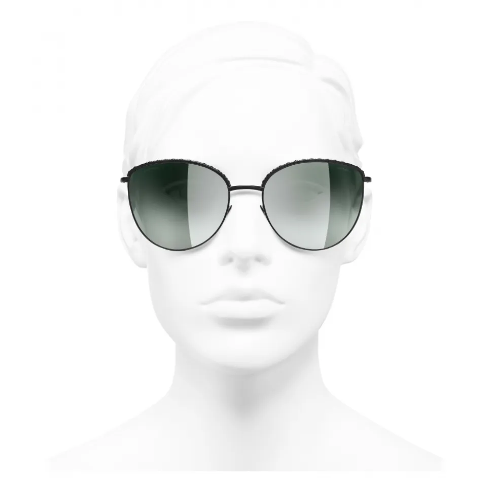 Chanel - Pantos Sunglasses - Black Green Mirror - Chanel Eyewear - Avvenice