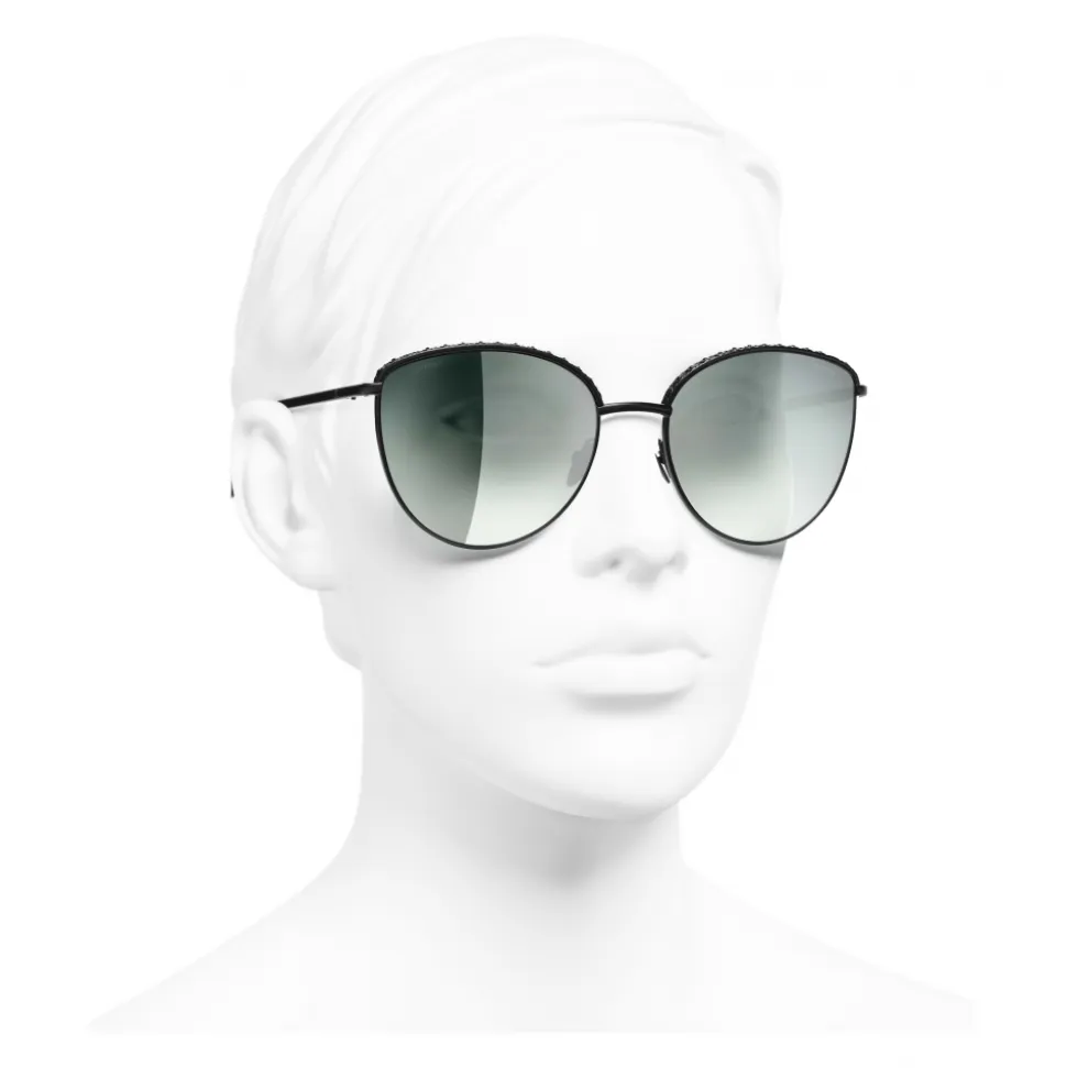 Chanel - Pantos Sunglasses - Black Green Mirror - Chanel Eyewear - Avvenice