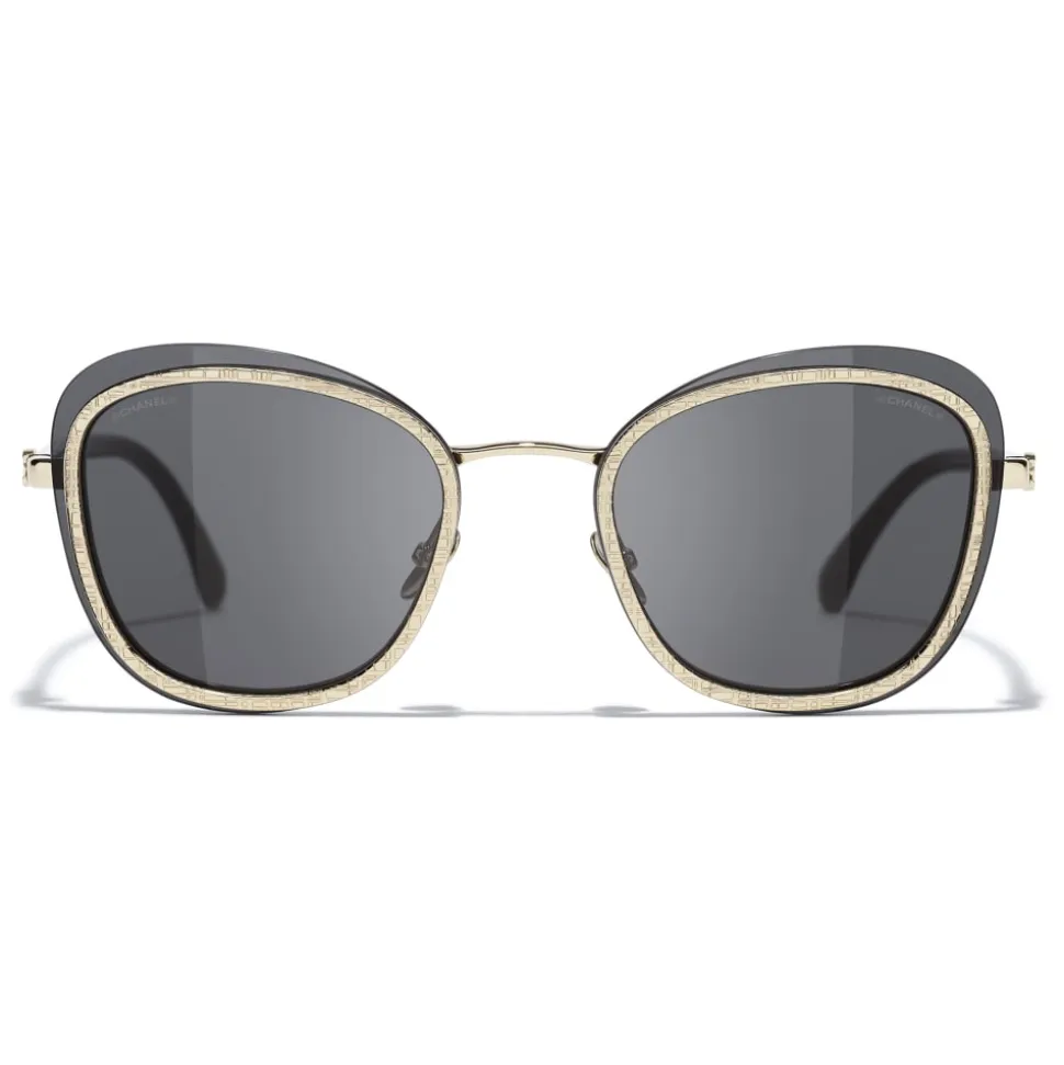 Chanel - Pantos Sunglasses - Black Gold Gray - Chanel Eyewear - Avvenice