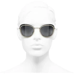 Chanel - Pantos Sunglasses - Black Gold Gray - Chanel Eyewear - Avvenice