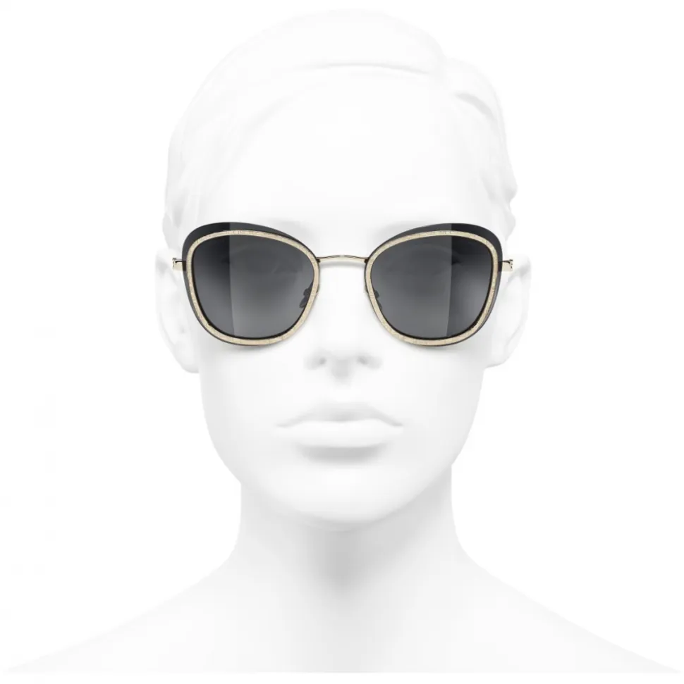 Chanel - Pantos Sunglasses - Black Gold Gray - Chanel Eyewear - Avvenice