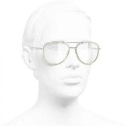 Chanel - Pilot Sunglasses - Silver Beige Transparent - Chanel Eyewear - Avvenice