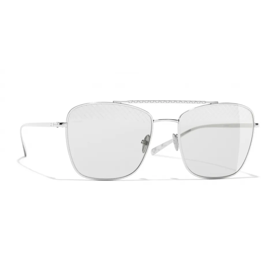 Chanel - Pilot Sunglasses - Silver Light Gray - Chanel Eyewear - Avvenice