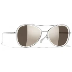 Chanel - Pilot Sunglasses - Silver White Gold - Chanel Eyewear - Avvenice