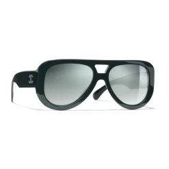 Chanel - Pilot Sunglasses - Dark Green Mirror - Chanel Eyewear - Avvenice