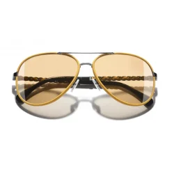 Chanel - Pilot Sunglasses - Dark Silver Yellow - Chanel Eyewear - Avvenice