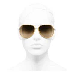Chanel - Pilot Sunglasses - Dark Silver Yellow - Chanel Eyewear - Avvenice