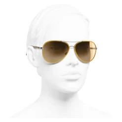 Chanel - Pilot Sunglasses - Dark Silver Yellow - Chanel Eyewear - Avvenice