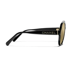 Chanel - Pilot Sunglasses - Black Gold Glitter - Chanel Eyewear - Avvenice