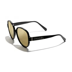 Chanel - Pilot Sunglasses - Black Gold Glitter - Chanel Eyewear - Avvenice