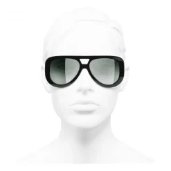 Chanel - Pilot Sunglasses - Black Green Mirror - Chanel Eyewear - Avvenice