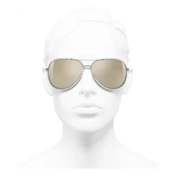 Chanel - Pilot Sunglasses - Silver White Gold - Chanel Eyewear - Avvenice
