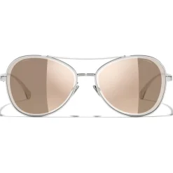 Chanel - Pilot Sunglasses - Silver Pink Gold - Chanel Eyewear - Avvenice
