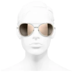 Chanel - Pilot Sunglasses - Silver Pink Gold - Chanel Eyewear - Avvenice
