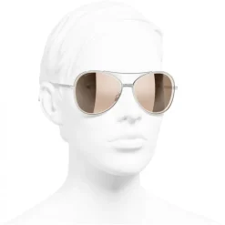 Chanel - Pilot Sunglasses - Silver Pink Gold - Chanel Eyewear - Avvenice