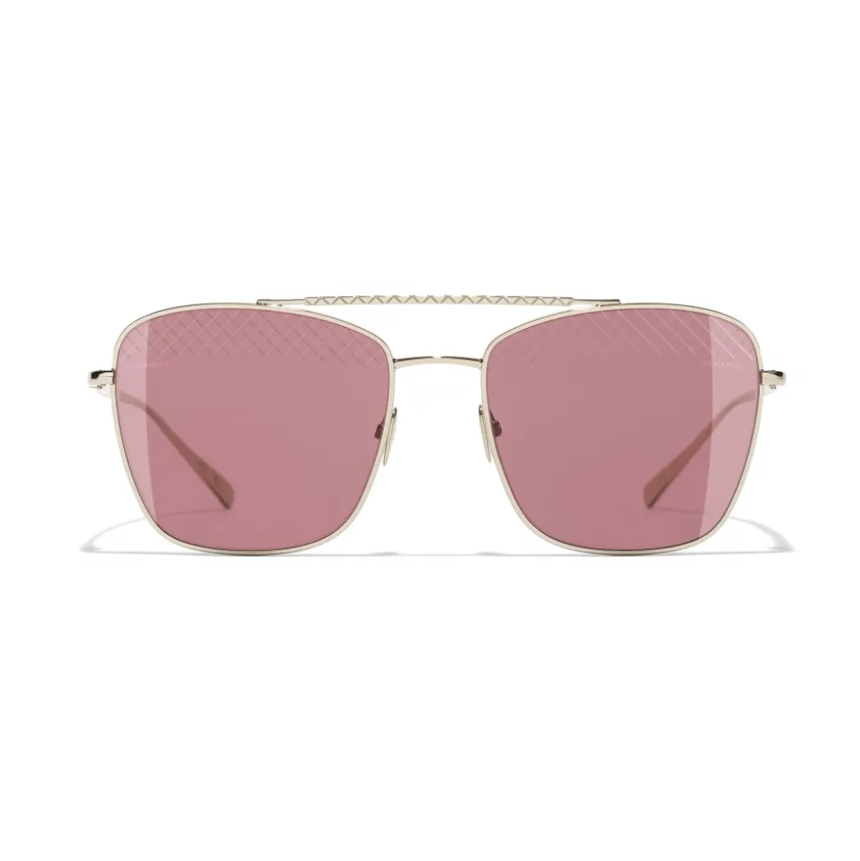 Chanel - Pilot Sunglasses - Gold Burgundy - Chanel Eyewear - Avvenice