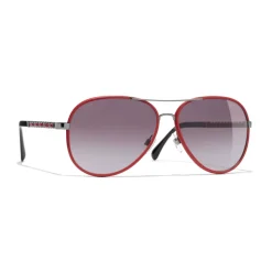 Chanel - Pilot Sunglasses - Dark Silver Red - Chanel Eyewear - Avvenice