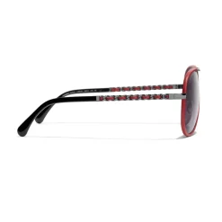 Chanel - Pilot Sunglasses - Dark Silver Red - Chanel Eyewear - Avvenice