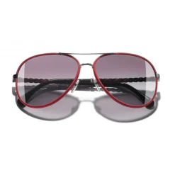 Chanel - Pilot Sunglasses - Dark Silver Red - Chanel Eyewear - Avvenice