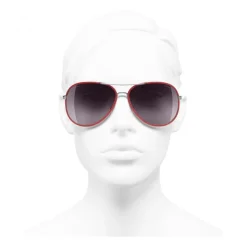 Chanel - Pilot Sunglasses - Dark Silver Red - Chanel Eyewear - Avvenice