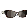 Chanel - Rectangle Sunglasses - Dark Tortoise White Gold - Chanel Eyewear - Avvenice