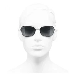 Chanel - Rectangle Sunglasses - Black Gray - Chanel Eyewear - Avvenice