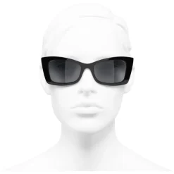 Chanel - Rectangle Sunglasses - Black Gray - Chanel Eyewear - Avvenice