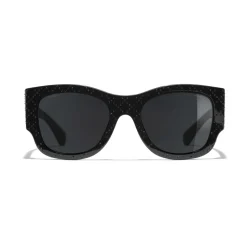 Chanel - Rectangle Sunglasses - Black Gray - Chanel Eyewear - Avvenice