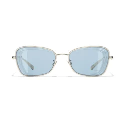 Chanel - Rectangle Sunglasses - Gold Light Blue - Chanel Eyewear - Avvenice